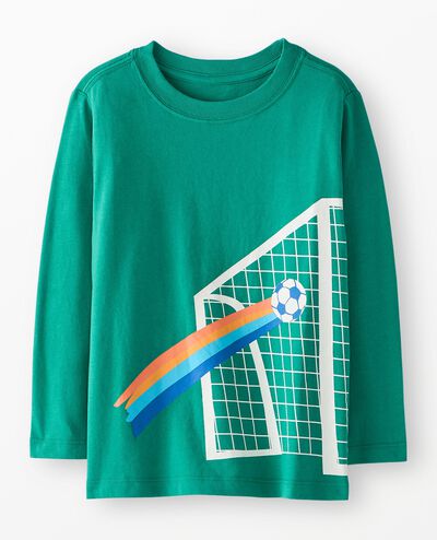 Long Sleeve Relaxed Fit Graphic T-Shirt in Rainbow Goal - main