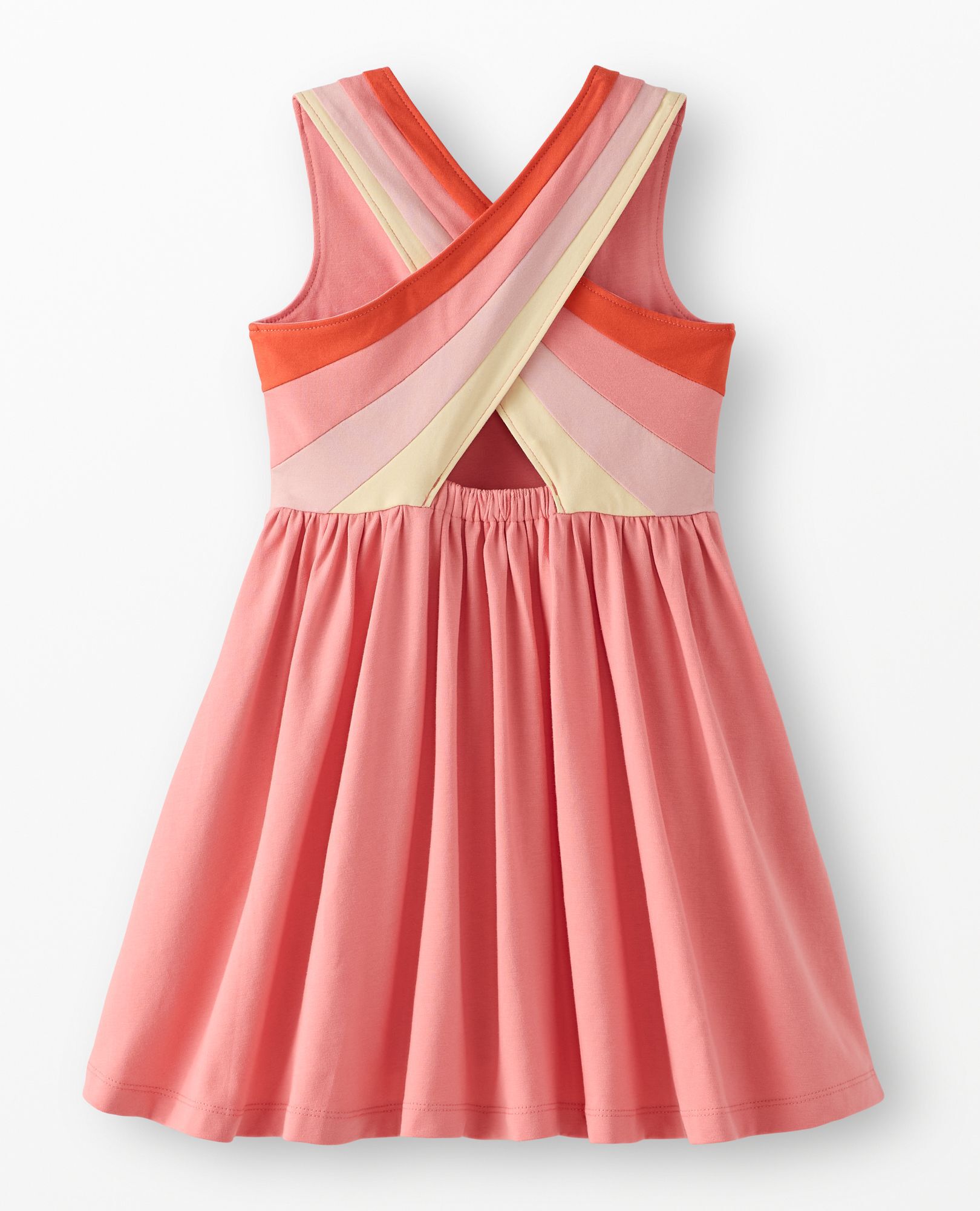 Rainbow Crossback Skater Dress with Pockets in Strawberry Ice - main