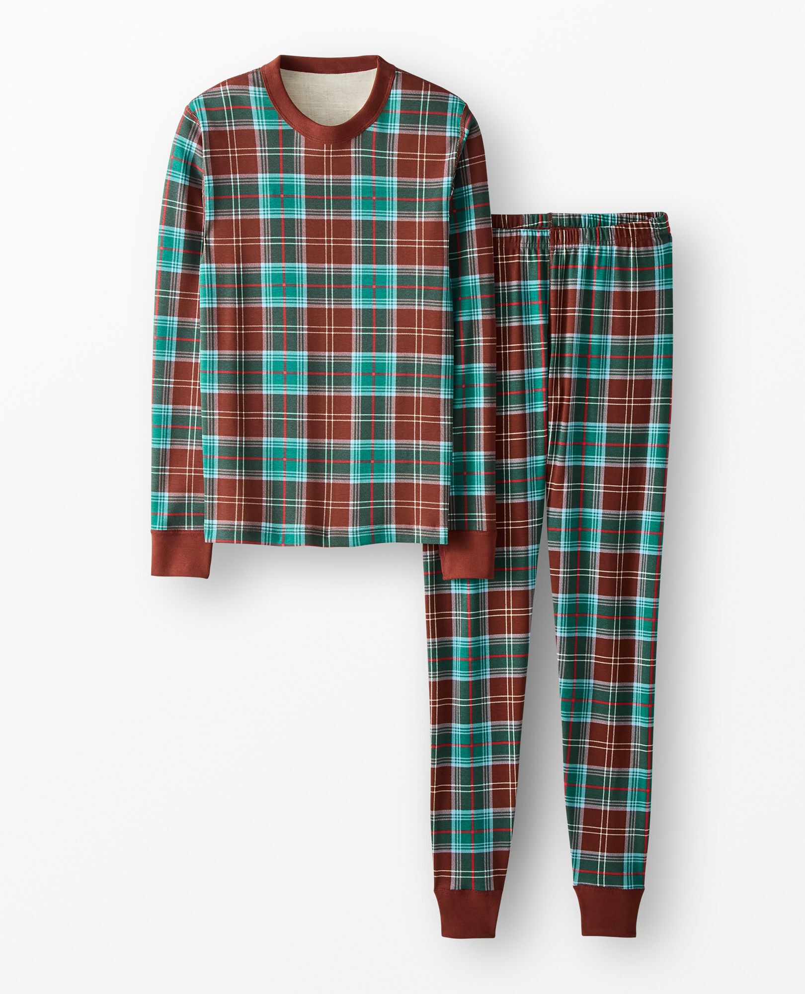 Adult Holiday Long John Pajama Set in Harvest Plaid - main