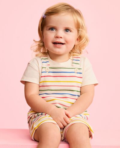 Baby Easter T-Shirt & French Terry Shortalls Set in Multi Stripe - main