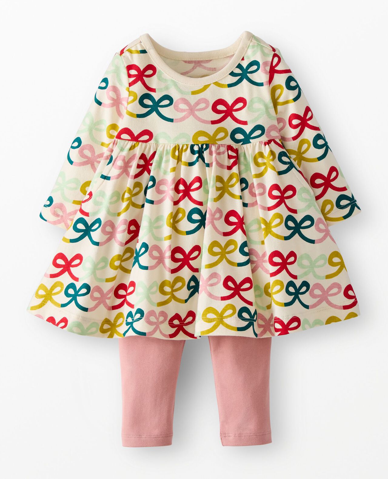 Baby Holiday Long Sleeve Everywhere Dress & Leggings Set in Multi Bows - main