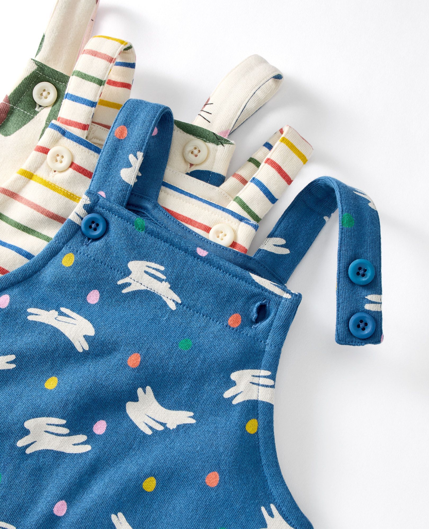 Baby Easter T-Shirt & French Terry Shortalls Set in Bunny Hop - main