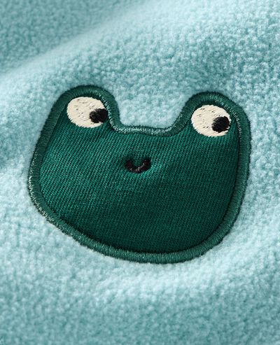 Baby Hooded Fleece Jacket in Froggy on Cameo Blue - main