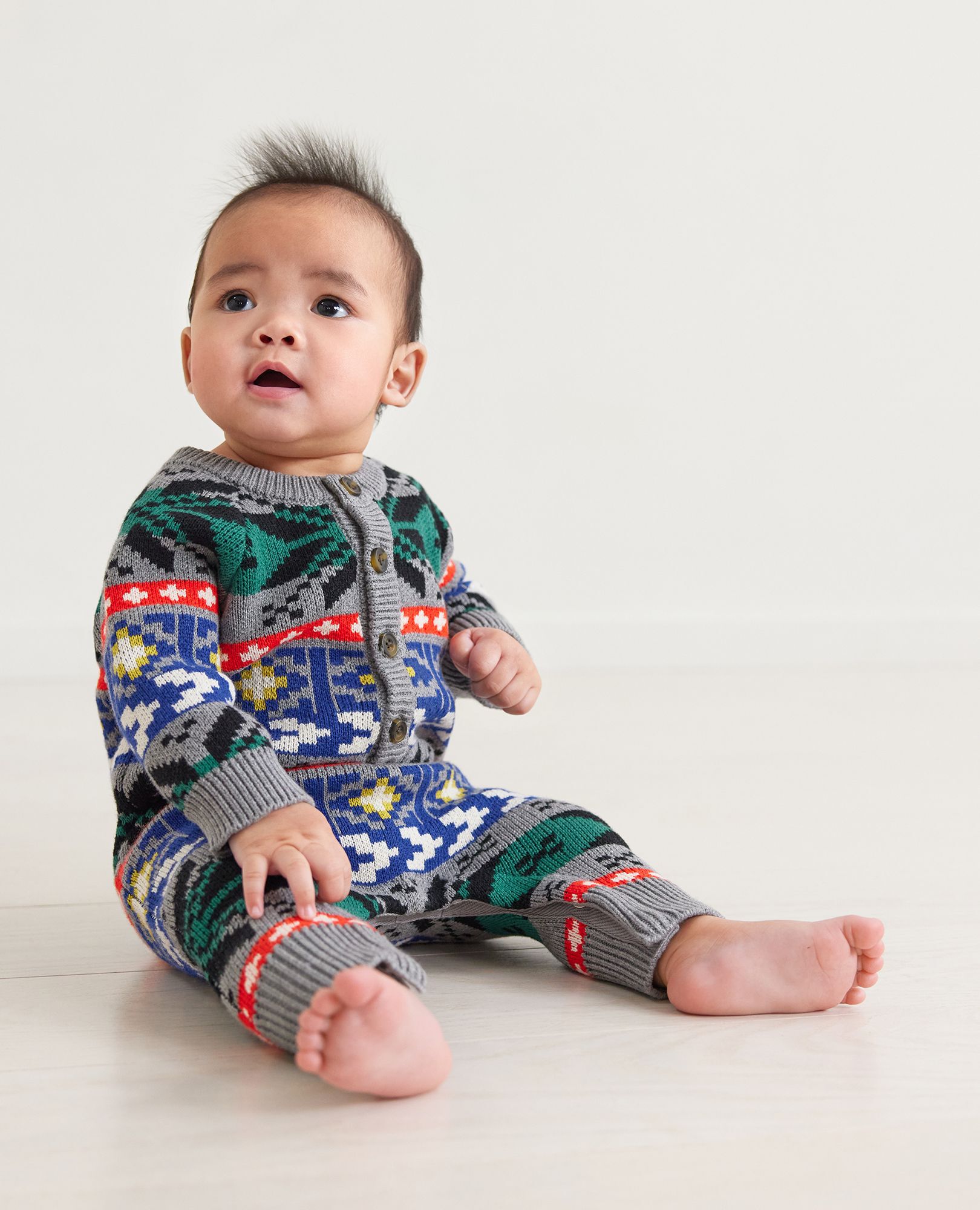 Baby Holiday Romper In Combed Cotton