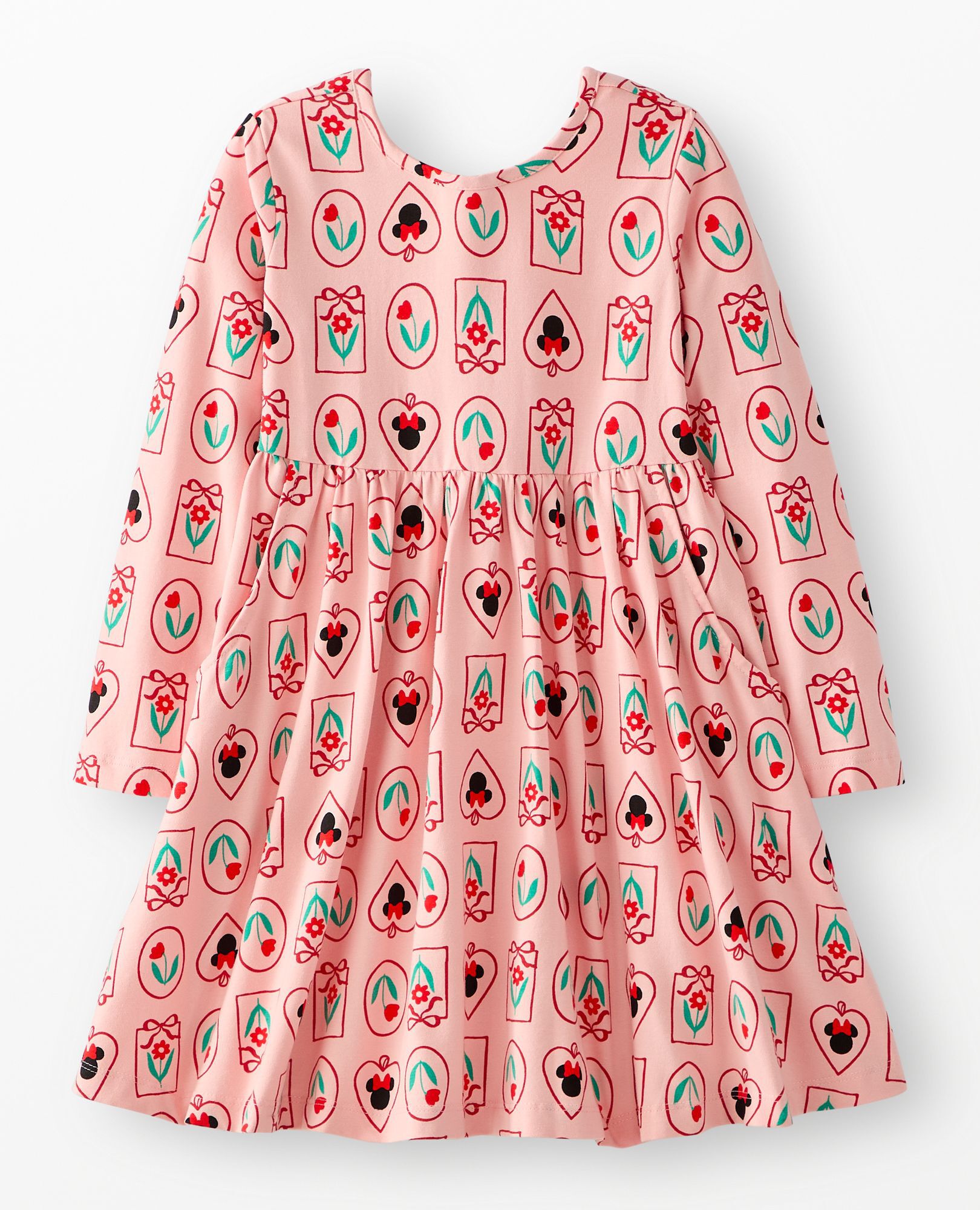 Disney Minnie Mouse Valentine's Long Sleeve Skater Dress with Pockets in Minnie Mouse Locket - main