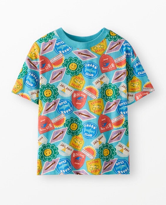 Boys' Summer Stickers Relaxed Fit T-Shirt in 100% Combed Cotton - Size Toddler 2 by Hanna Andersson