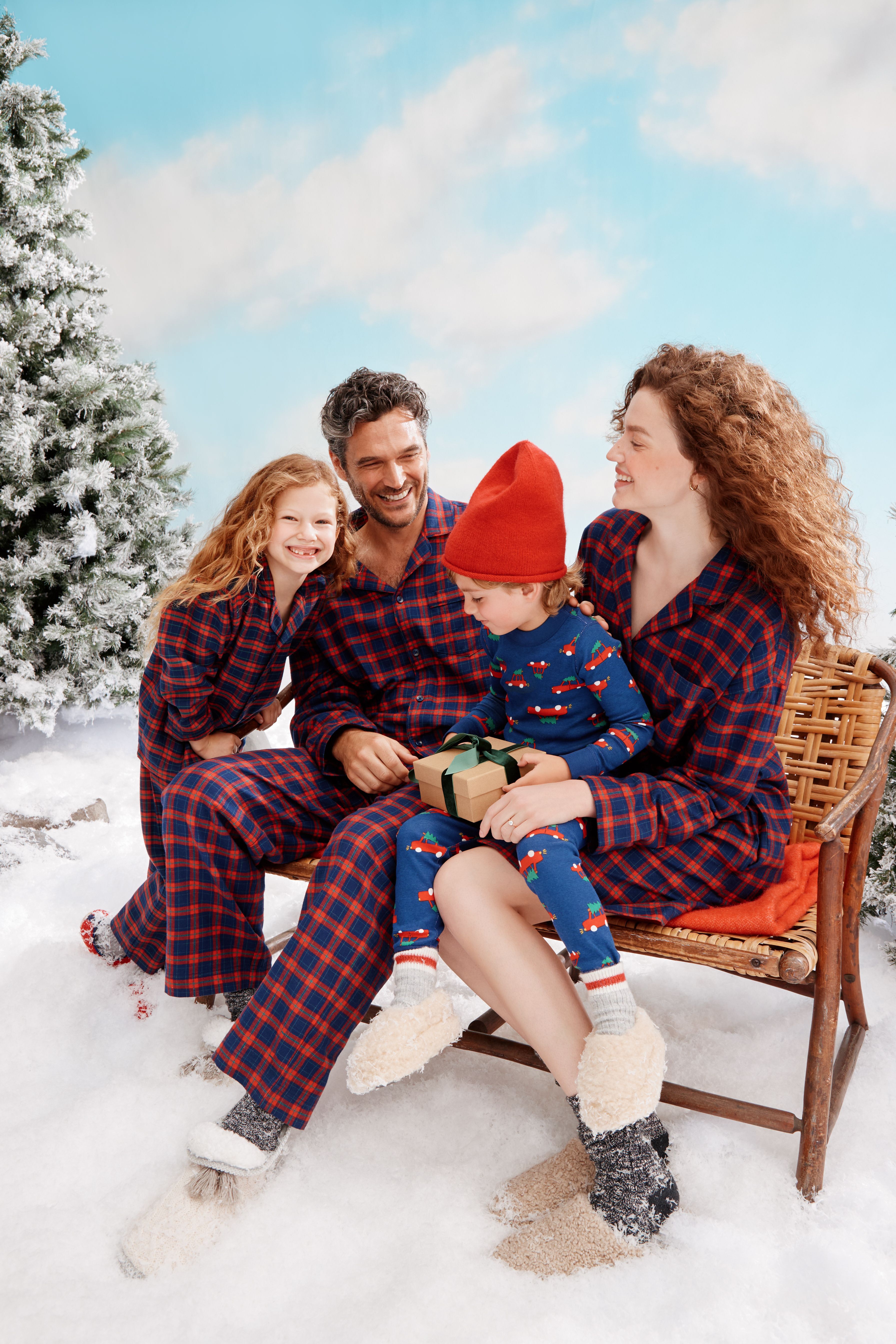 Holiday Flannel Pajama Set in Navy Holiday Plaid - main