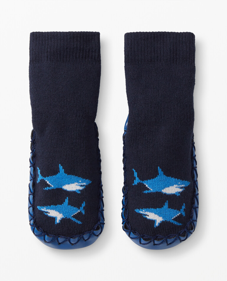 Swedish Slipper Moccasins in Blue Sharks - main