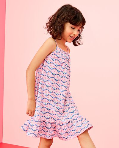 Sleeveless Nightgown in Scalloped Stripes - main
