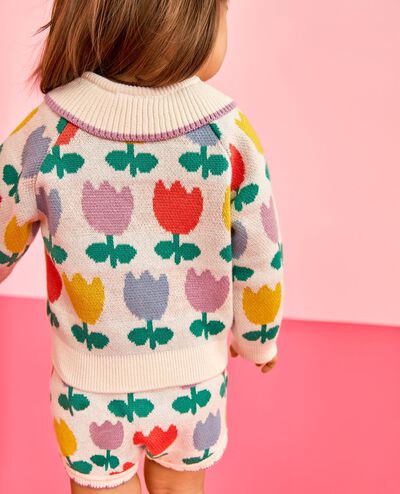 Baby Cardigan Sweater & Bloomers Set in Rainbow Tulips - main