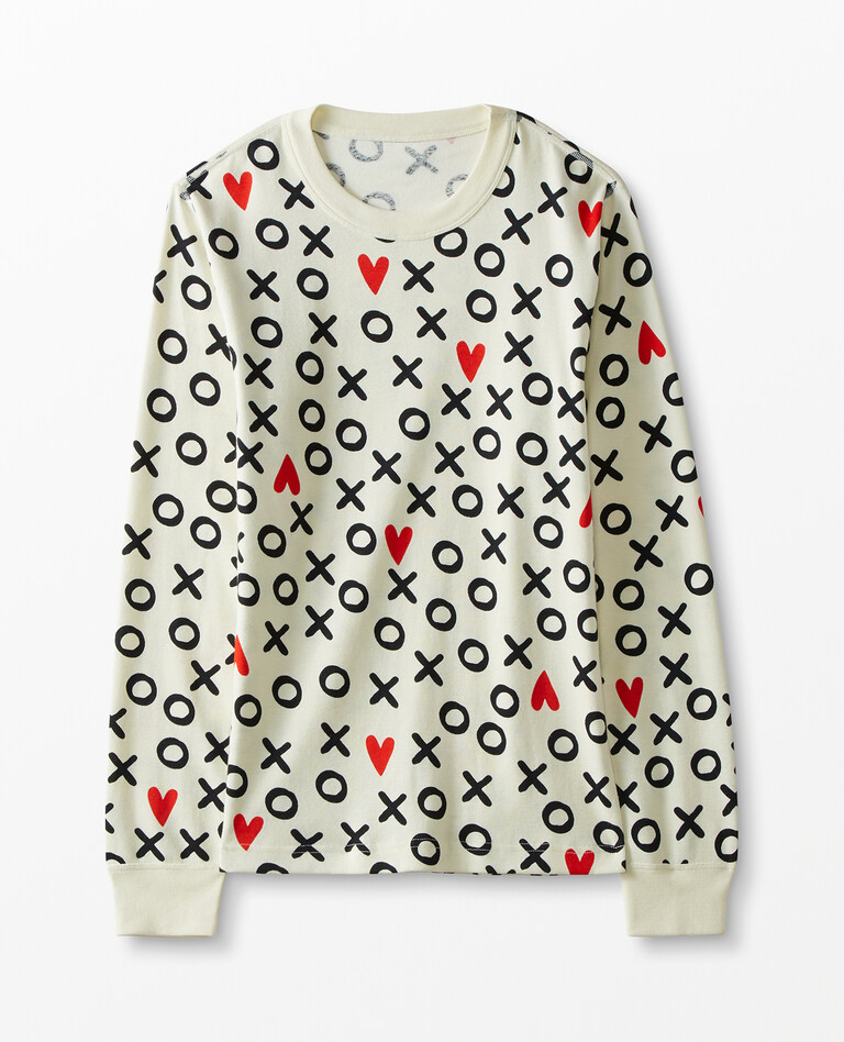 Adult Unisex Long John Top In Organic Cotton in Hugs And Hearts - main