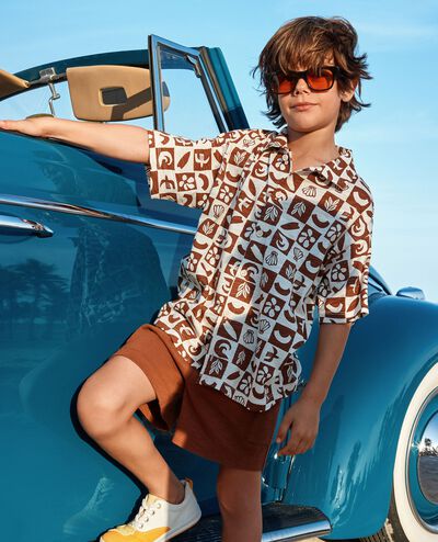 Oversized Button Up Shirt in Tortoise Shell Beachy Checkerboard - main