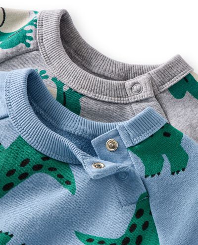 Baby French Terry Sweatshirt & Sweatpants Set in T-Rex on Blue - main
