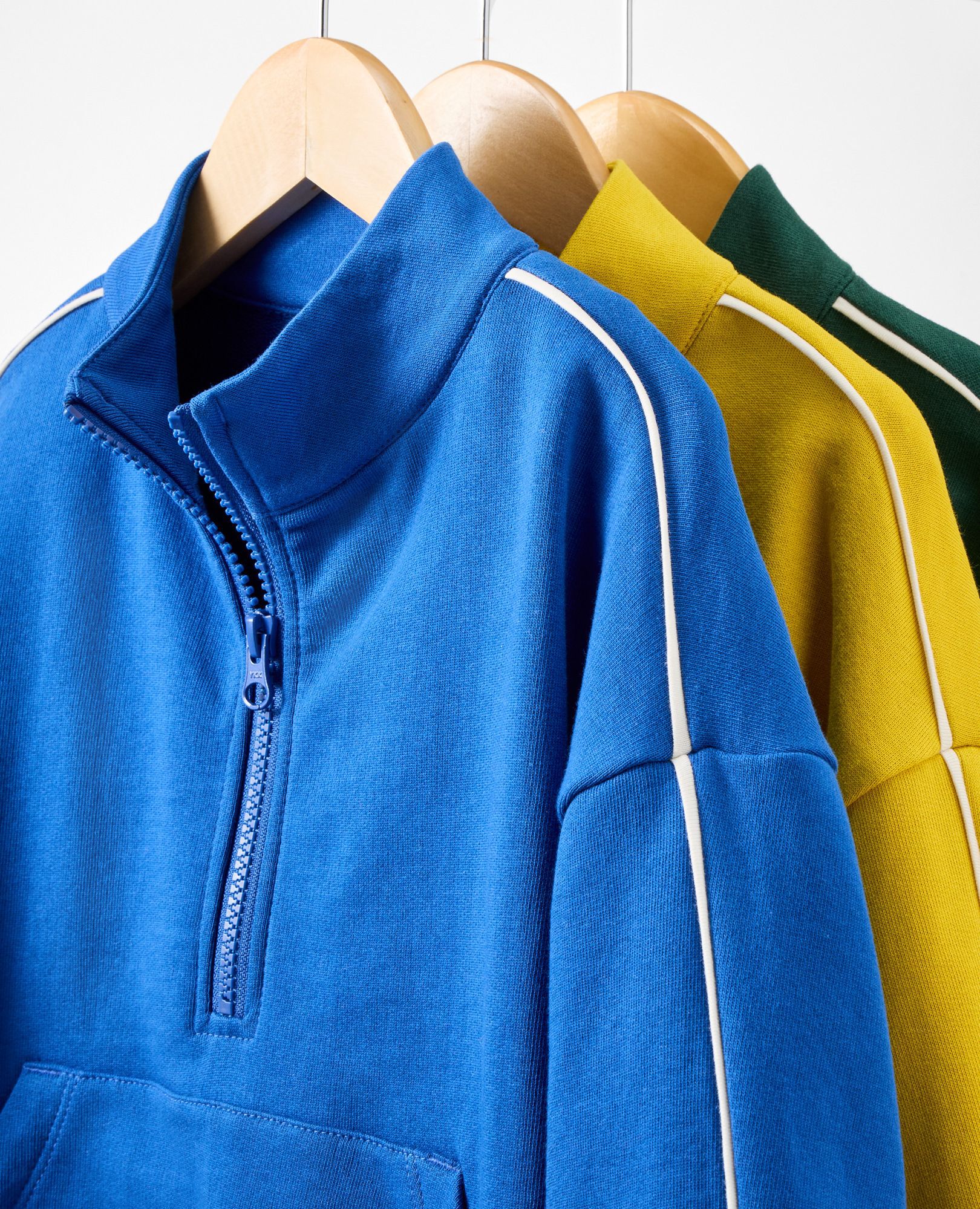 Oversized French Terry Quarter Zip Sweatshirt in Happy Blue - main