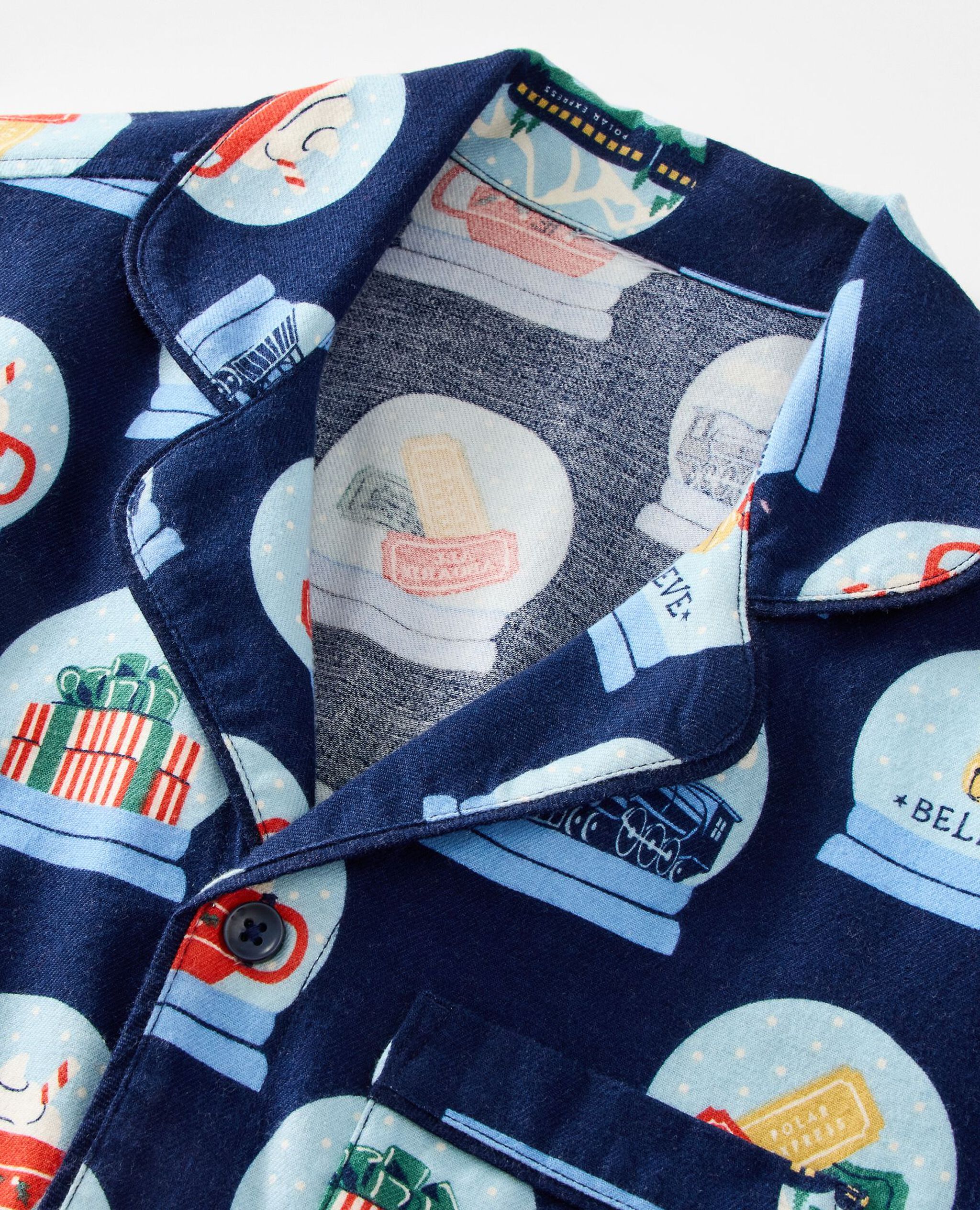 Adult The Polar Express Flannel Pajama Top in Polar Express Snowglobes - main