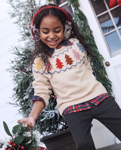 Holiday Sweater in Festive Forest on Oat Heather - main