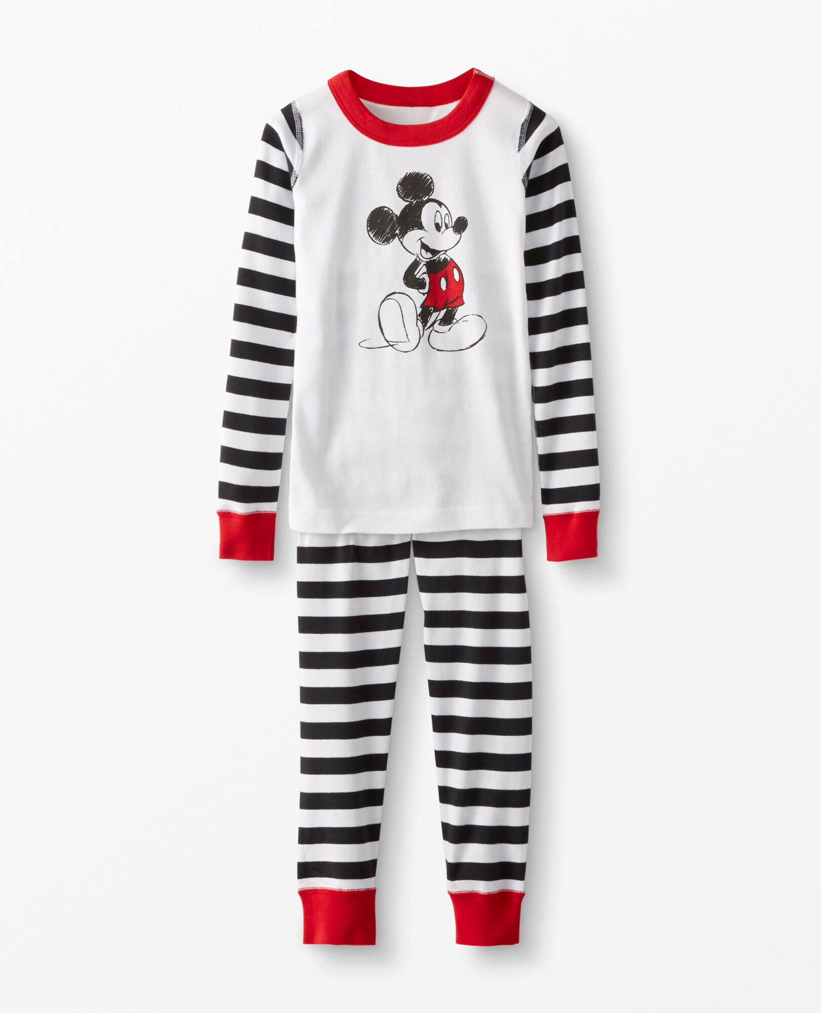 Disney Mickey Mouse Stripe Long John Pajama Set