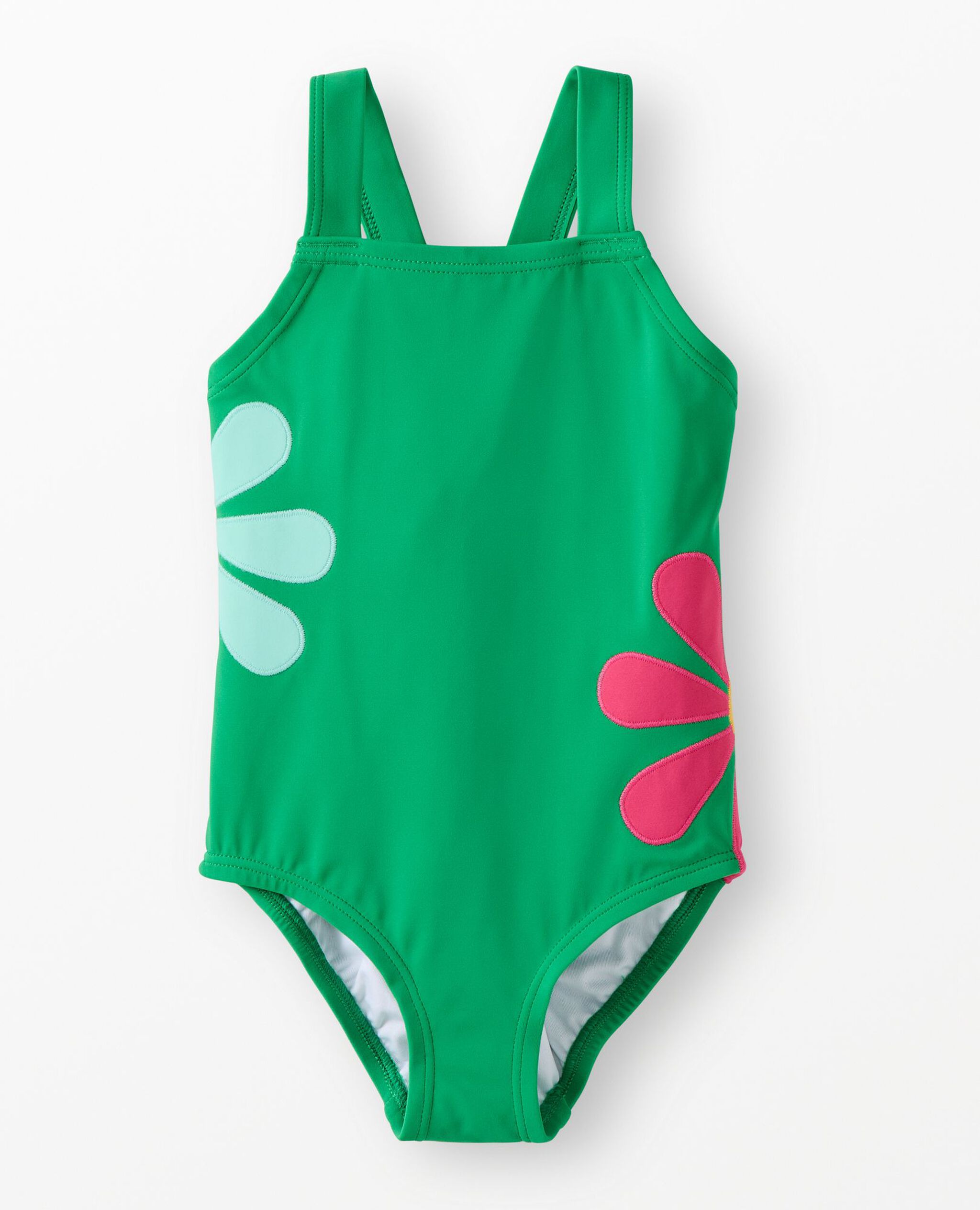 One-Piece Crossback Flower Swimsuit in Island Green - main