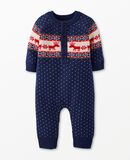 Baby Holiday Romper in Dear Deer on Navy - main