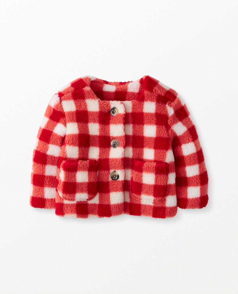 Baby Printed Sherpa Jacket in Hanna Red - main