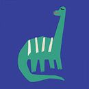 Long Sleeve Relaxed Fit Graphic T-Shirt in Dinosaur on Blue - swatch