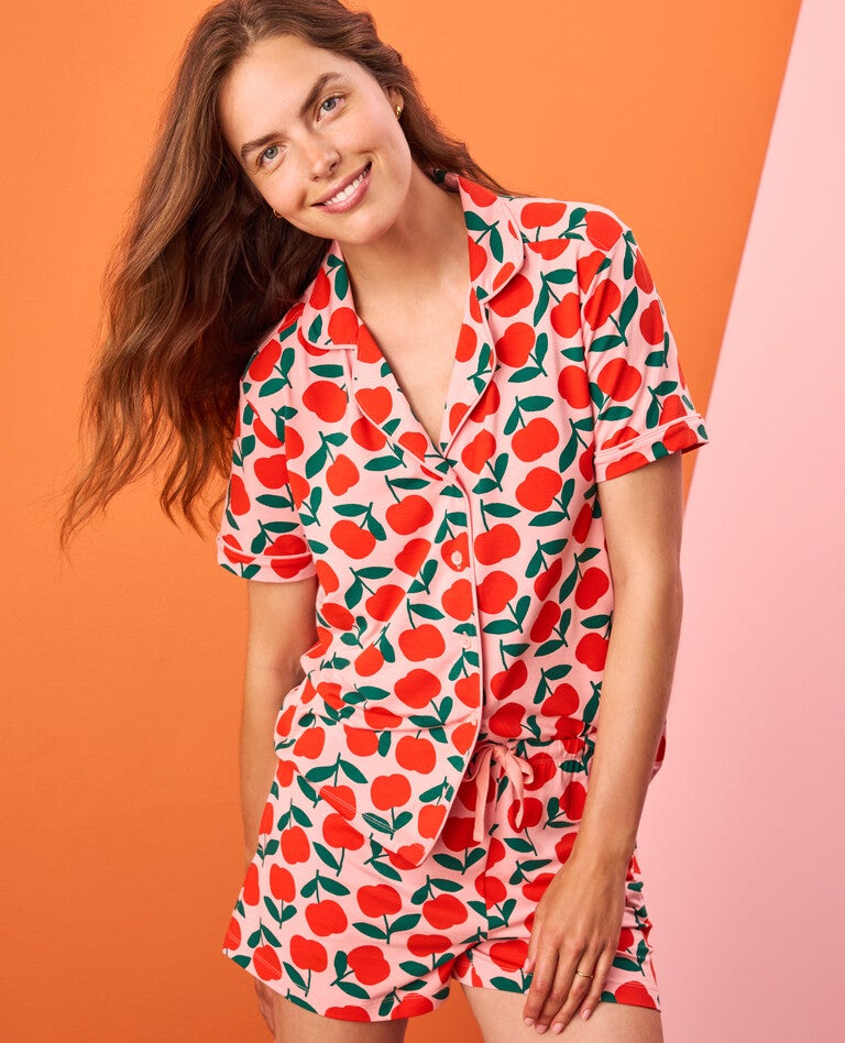 HannaSoft&trade; Red Apples Mommy & Me Pajamas in  - main