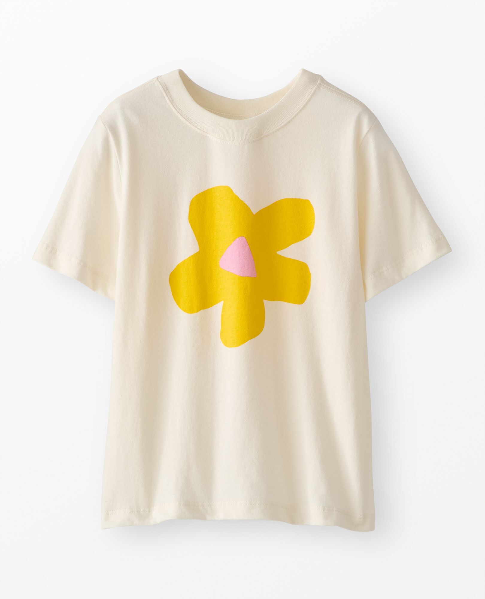 Relaxed Fit Graphic T-Shirt in Yellow Flowers on Ecru - main