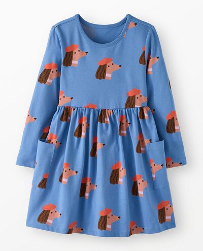 Long Sleeve Playground Dress with Pockets in Bruno on Horizon Blue - main