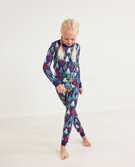 Long John Pajamas In Organic Cotton in Twinkly Trees on Navy - main
