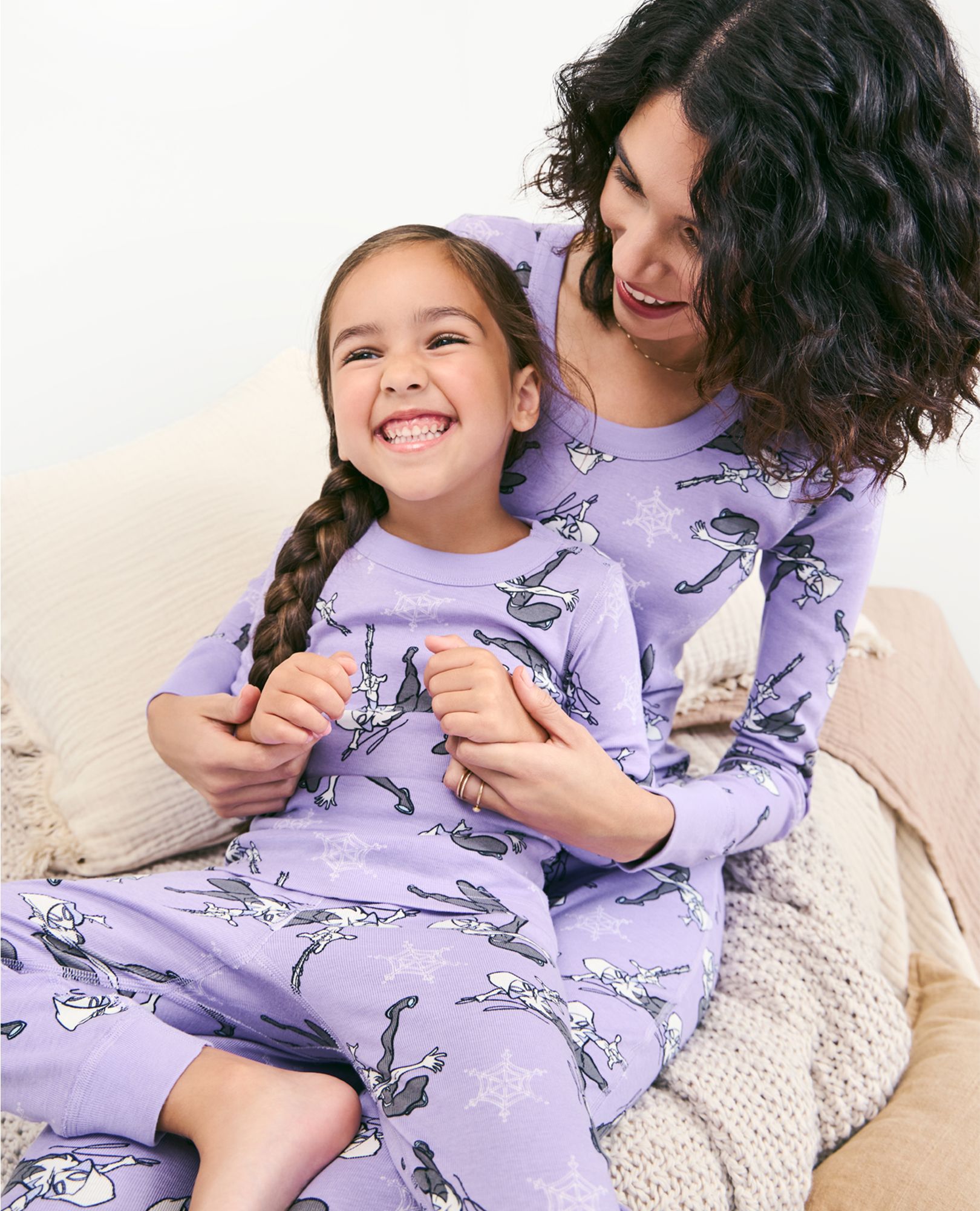 Kids Marvel Ghost Spider Holiday Long John Pajama Set Ghost Spider On Violet Tulip in 100 Cotton Big Kids Size 14 16 by Hanna Andersson