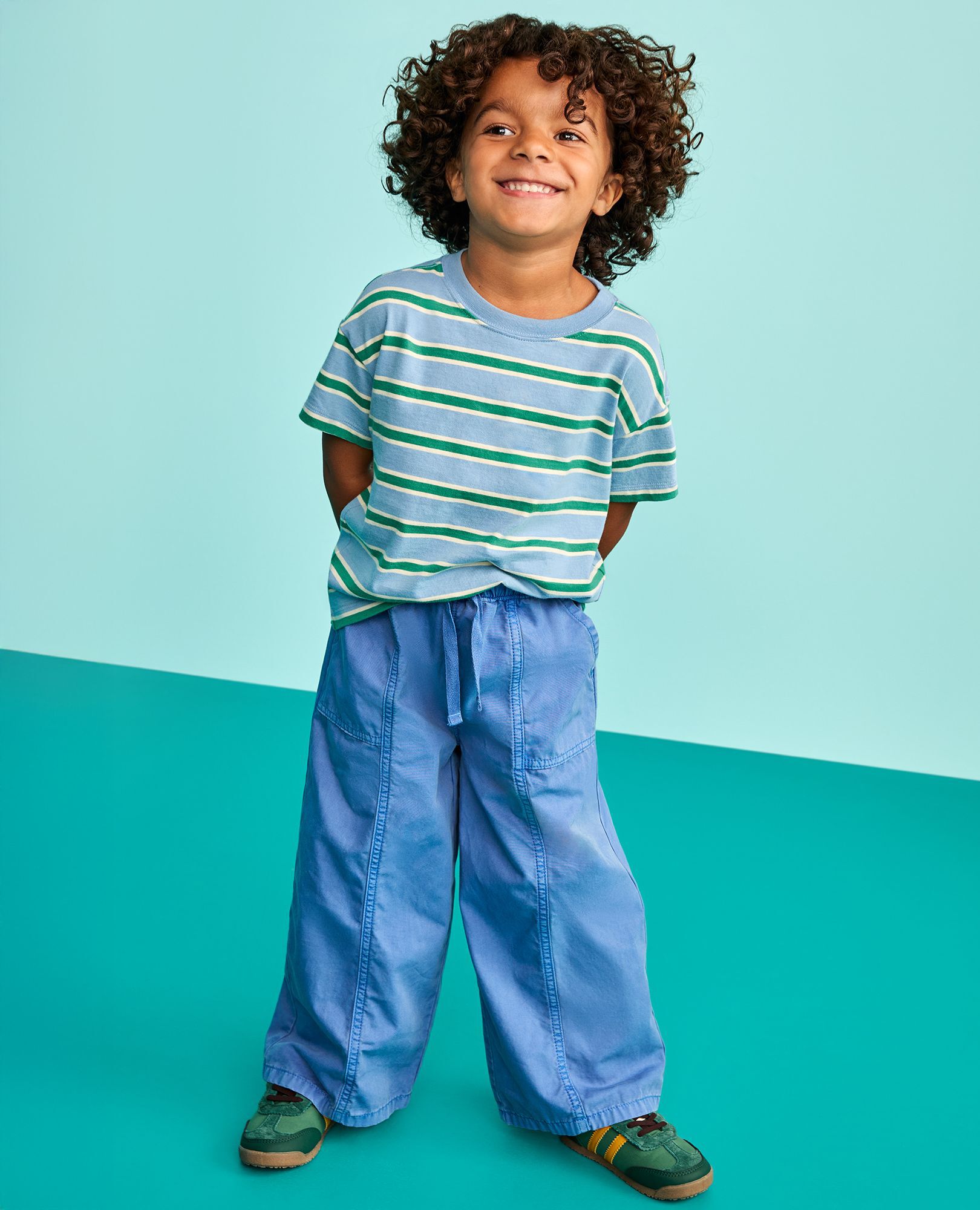 Canvas Wide Leg Pants in Horizon Blue - main