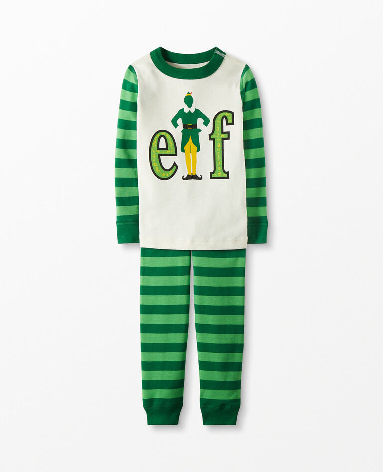 Warner Bros™ Elf Long John Pajamas In Organic Cotton in Buddy The Elf Stripe - main