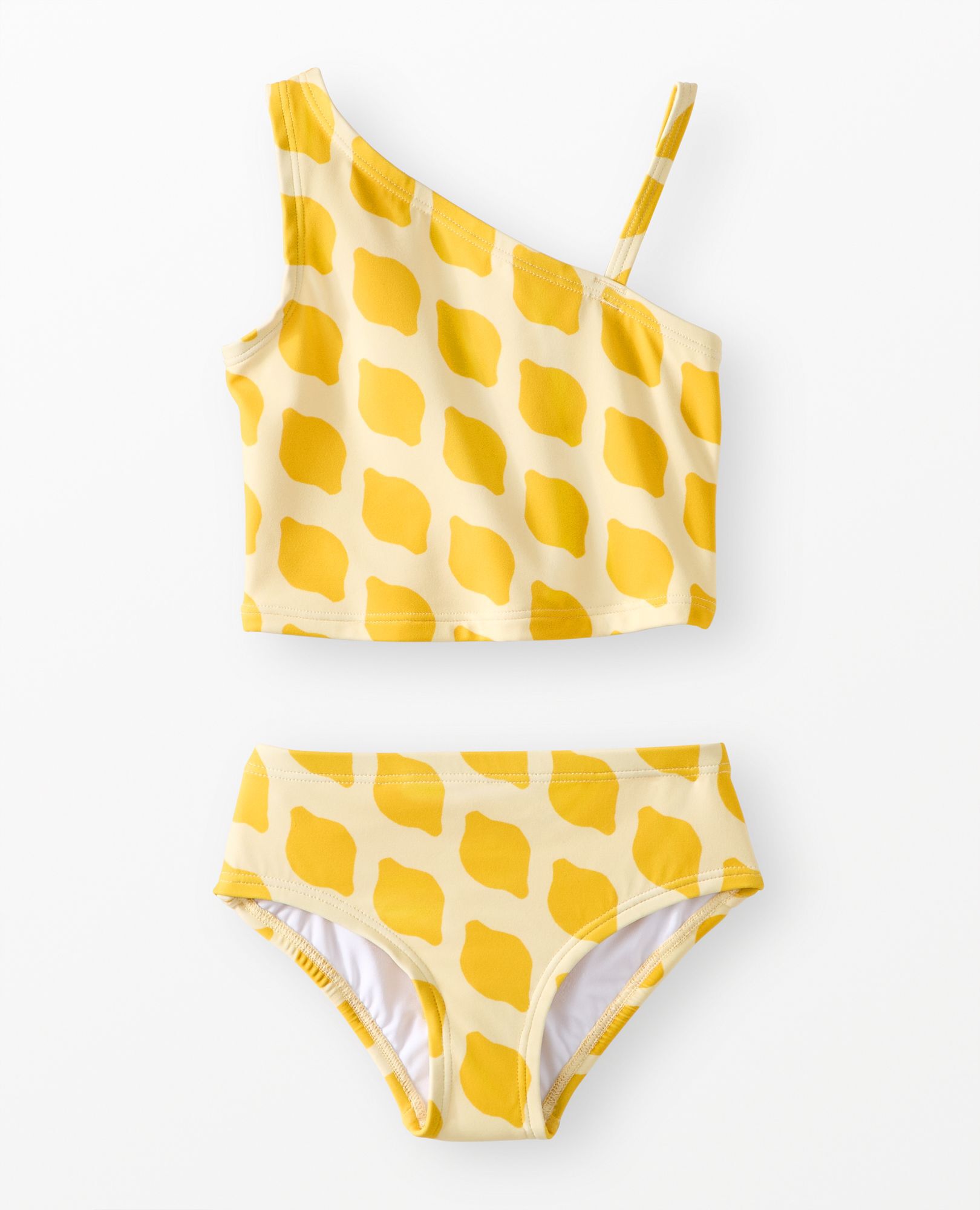Two-Piece Asymmetrical Strap Swimsuit in Summer Lemons - main