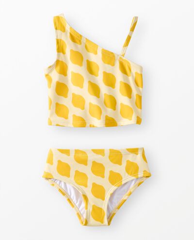 Two-Piece Asymmetrical Strap Swimsuit in Summer Lemons - main