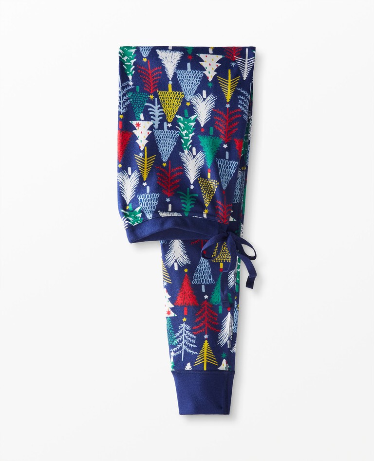 Women's Long John Pant In Organic Cotton in Twinkly Trees on Navy - main