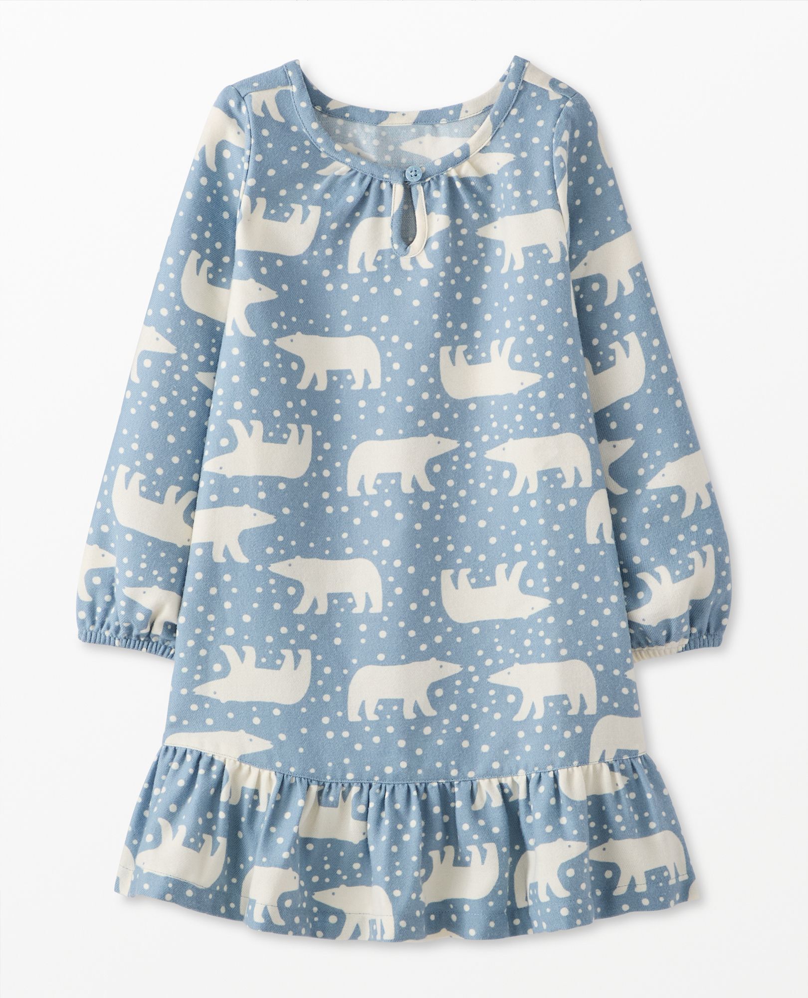 Kids Holiday Flannel Nightgown in Snowy Polar Bear on North Air - main