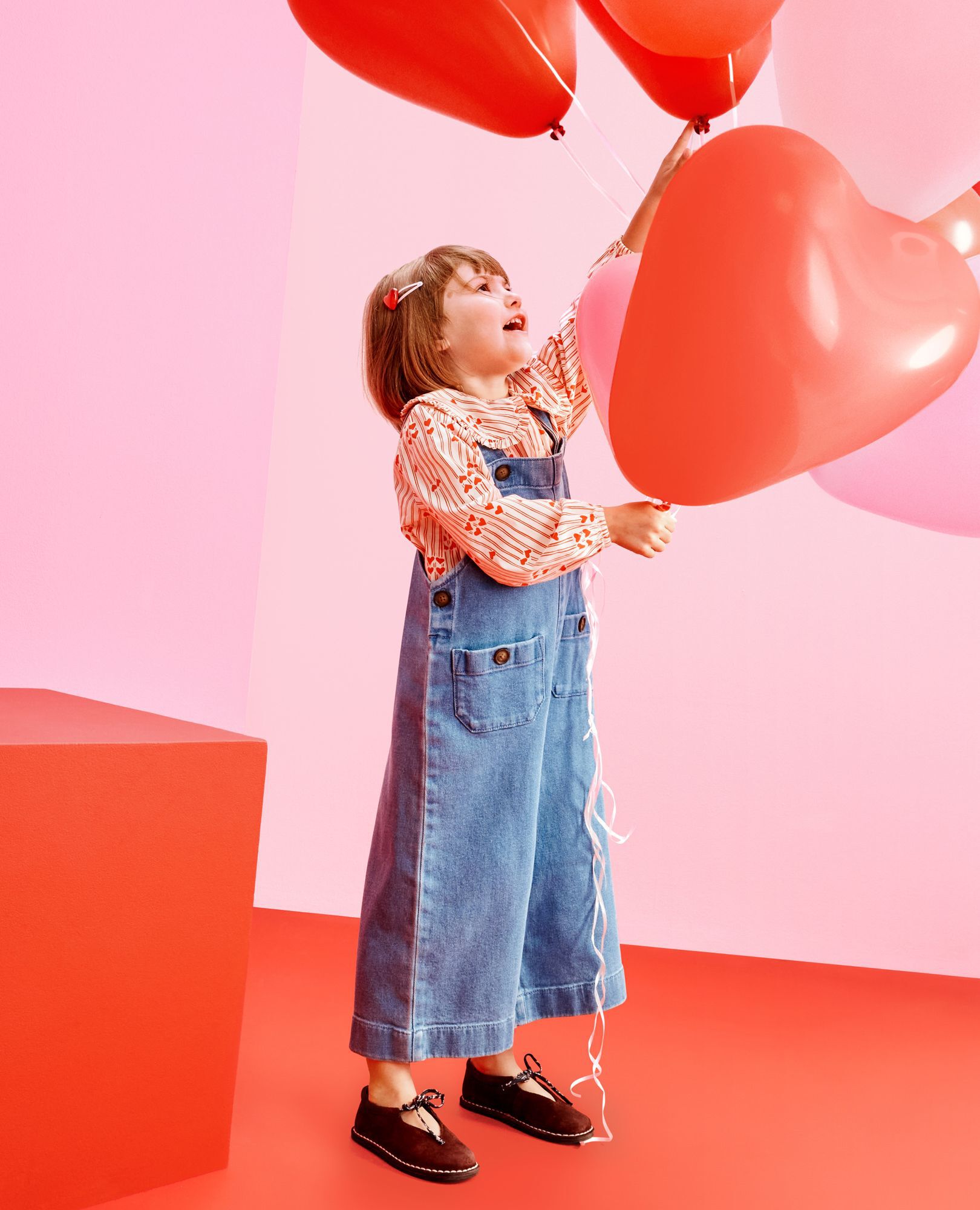 Denim Wide Leg Overalls in Light Denim Wash - main