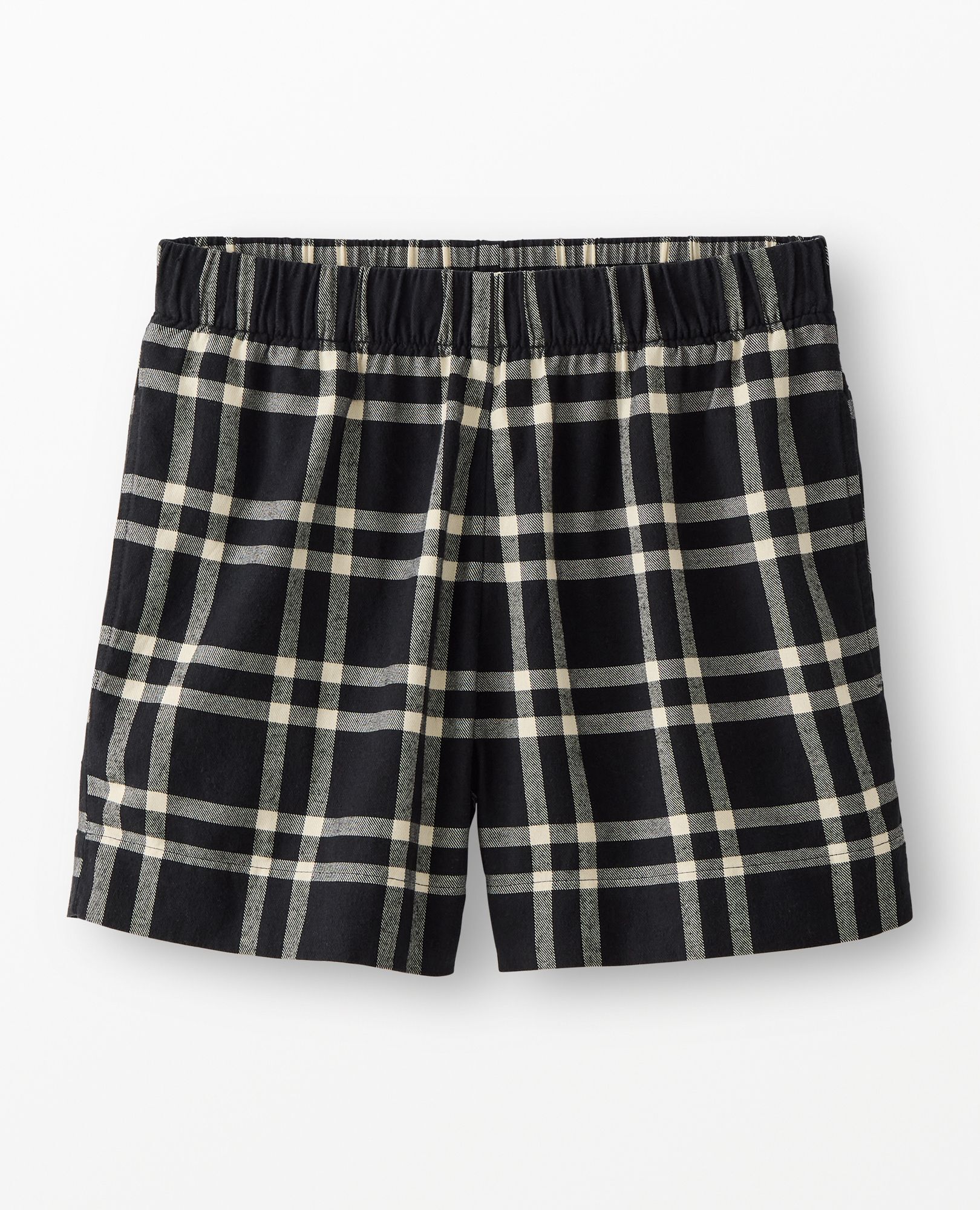 Women's Holiday Flannel Pajama Shorts in Black Tonal Plaid - main