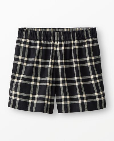 Women's Holiday Flannel Pajama Shorts in Black Tonal Plaid - main