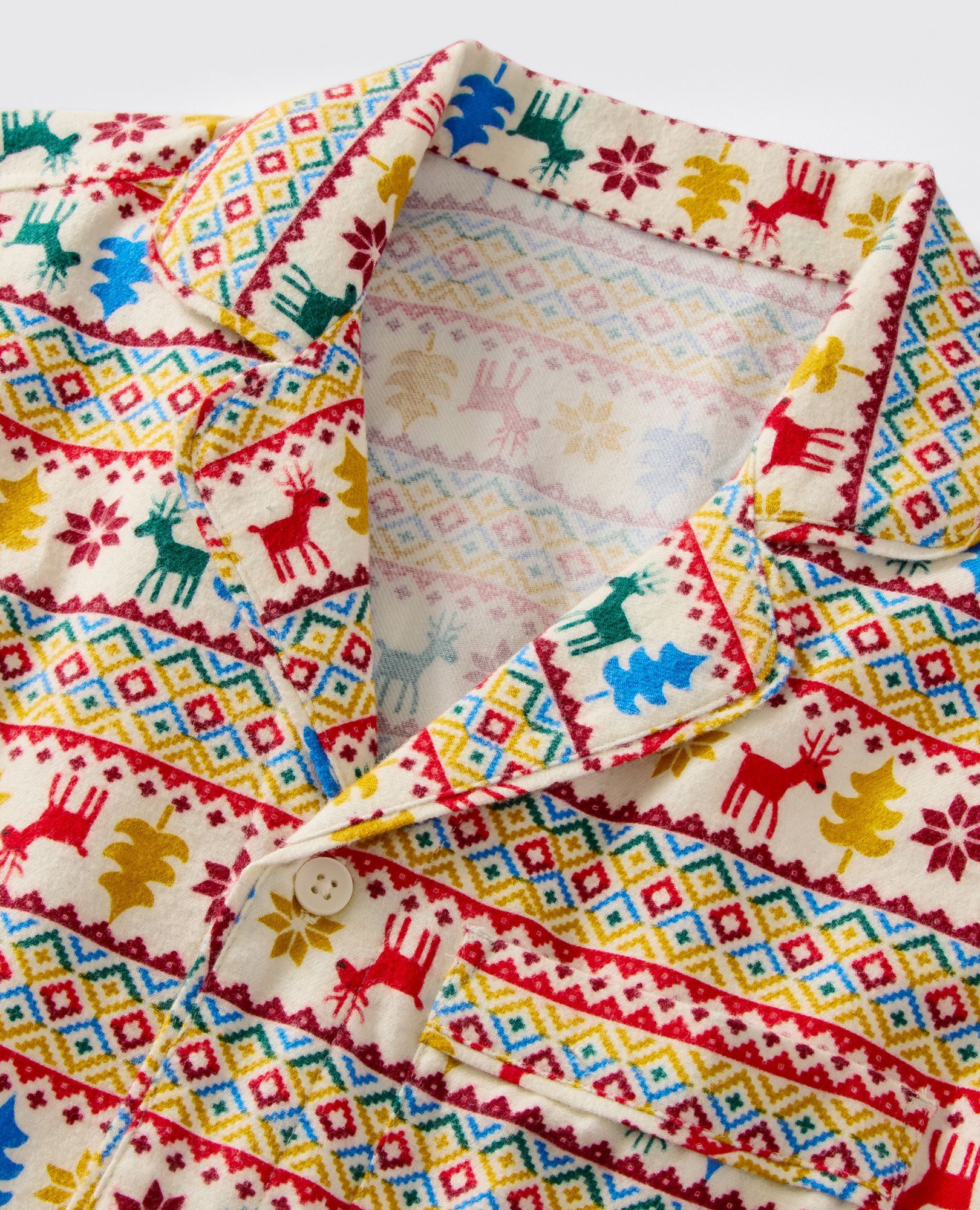 Adult Holiday Flannel Pajama Top in Rainbow Dear Deer - main