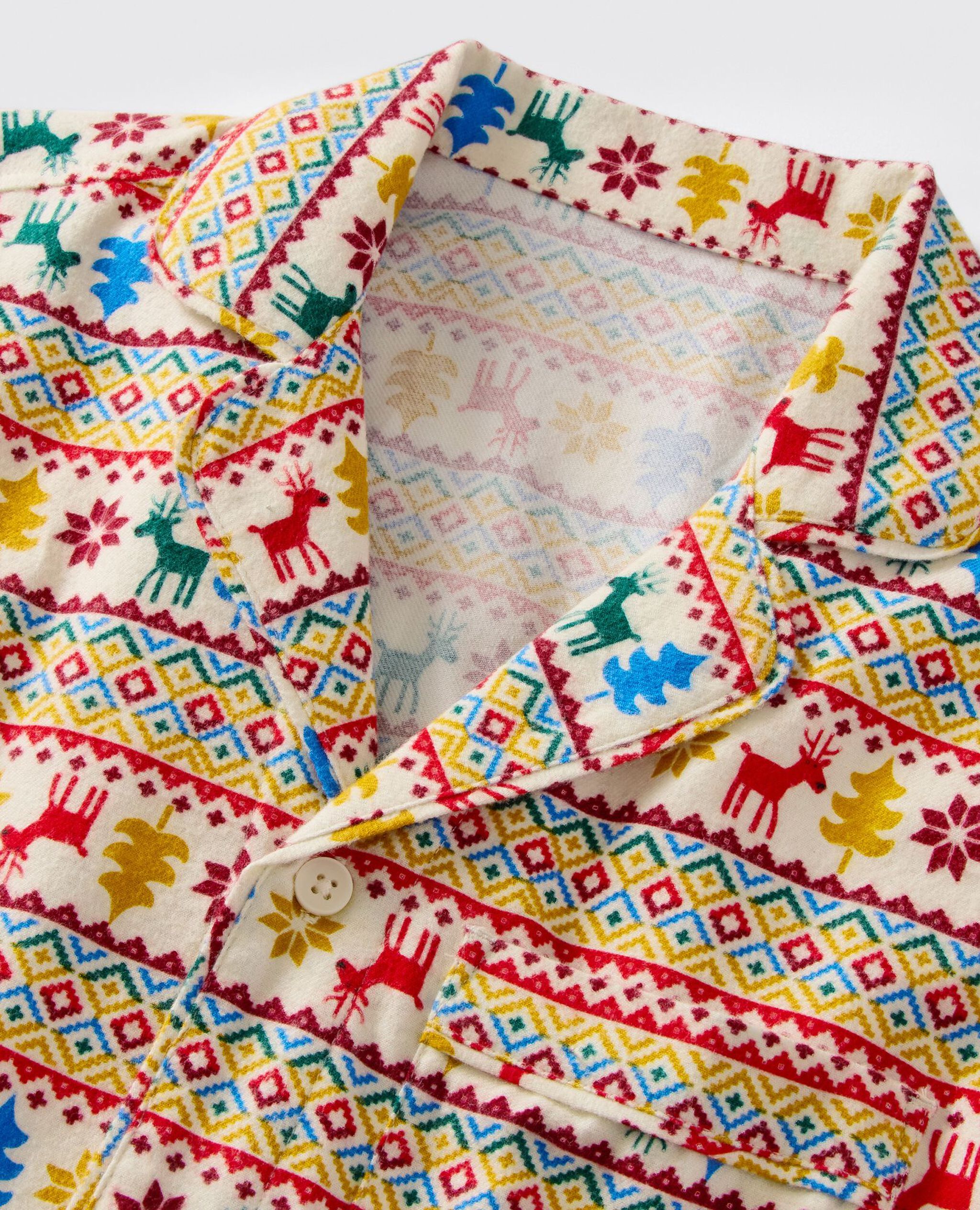 Adult Holiday Flannel Pajama Top in Rainbow Dear Deer - main