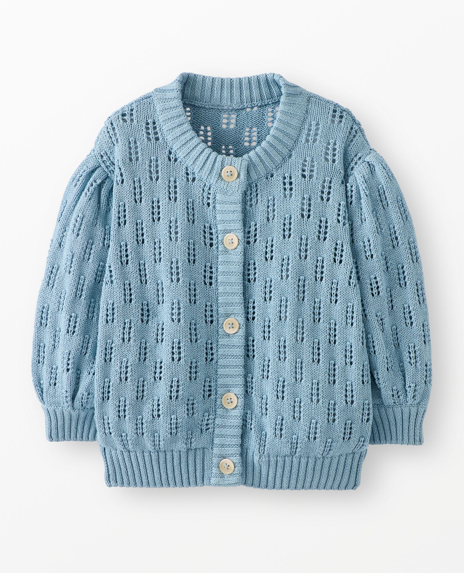 Pointelle Cardigan Sweater in Blue Bell - main