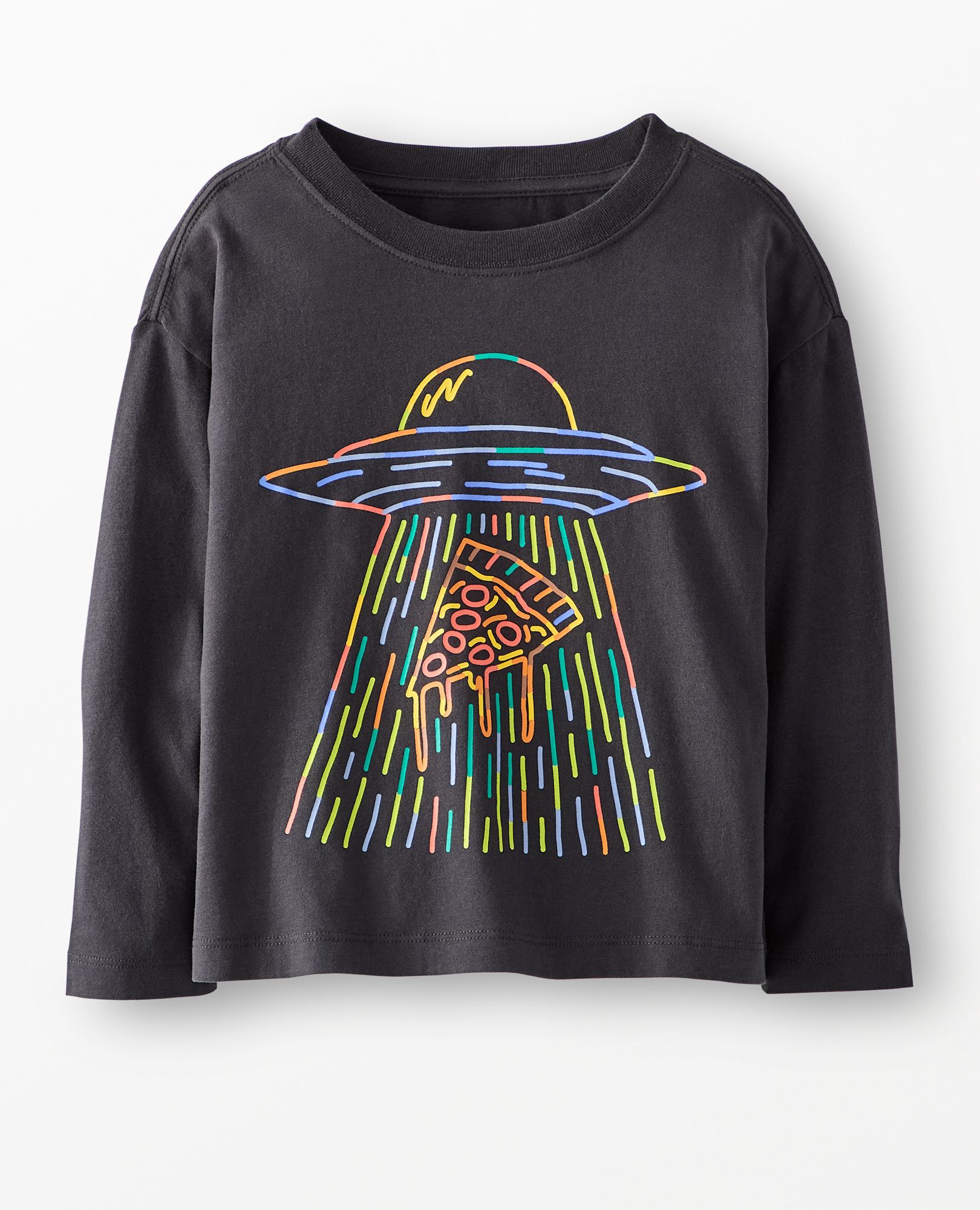 Long Sleeve Relaxed Fit Graphic T-Shirt in Aliens Like Pizza - main