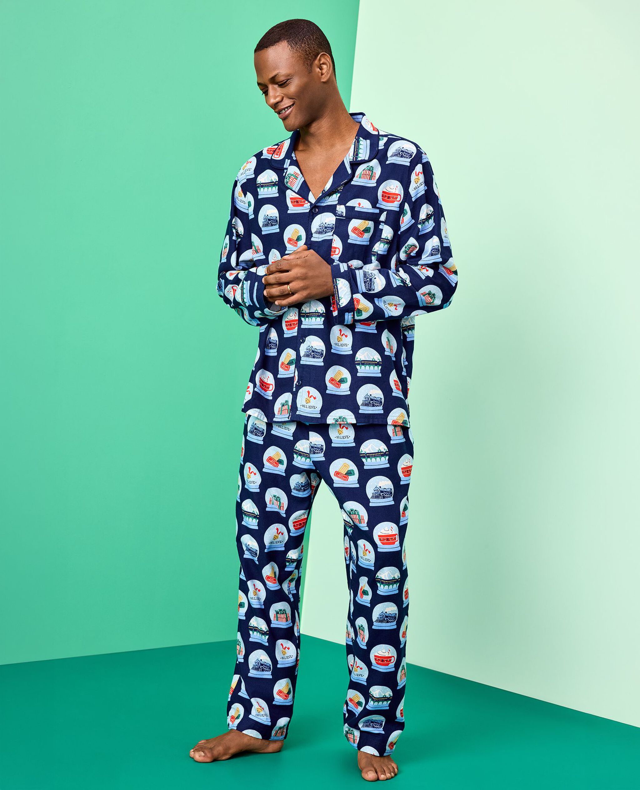 Adult The Polar Express Flannel Pajama Pants in Polar Express Snowglobes - main
