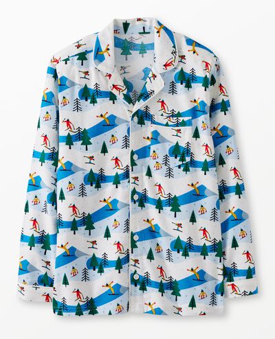 Adult Holiday Flannel Pajama Top in Ski Slope - main