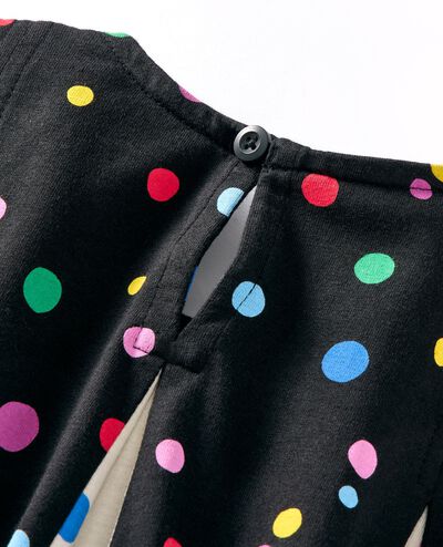 Long Sleeve Pleated Dress with Pockets in Confetti Dot on Black - main