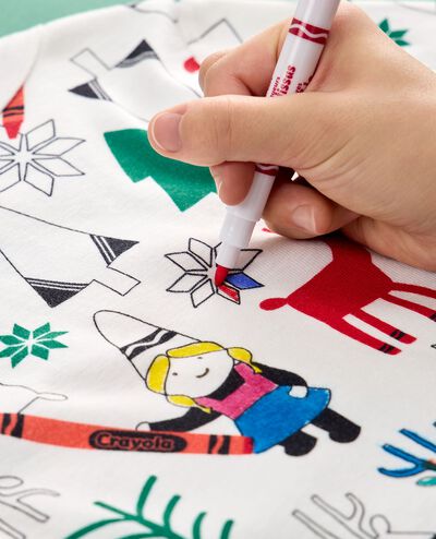 Kids Crayola® Color Your Dreams Holiday Long John Pajama Set in Crayola Color-in Holiday - main