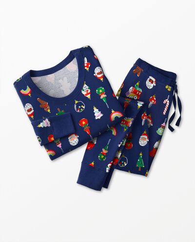 Women's Holiday Long John Pajama Set in Heirloom Ornaments - main