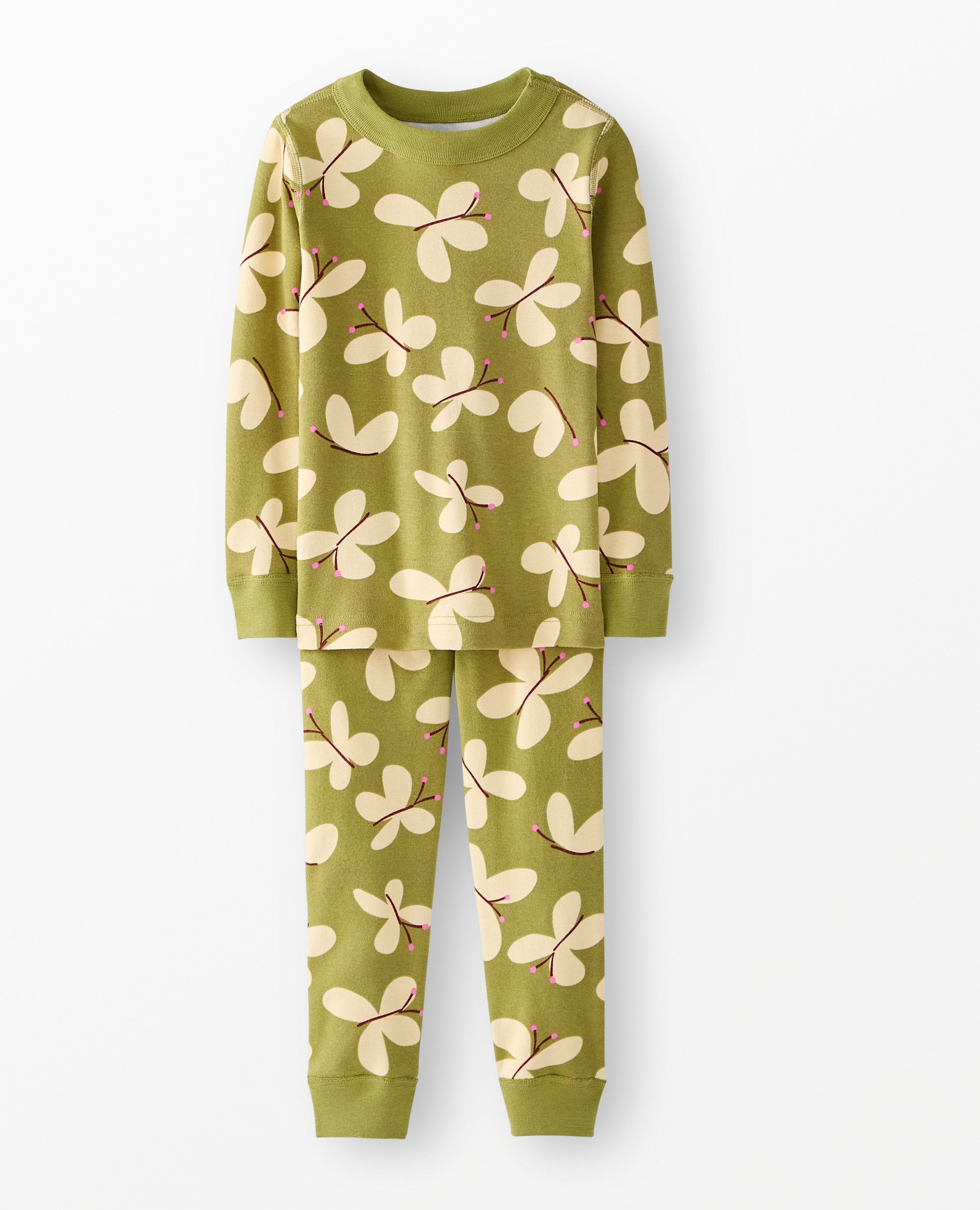 HannaJams™ Pajama Set in Butterflies on Moss Green - main