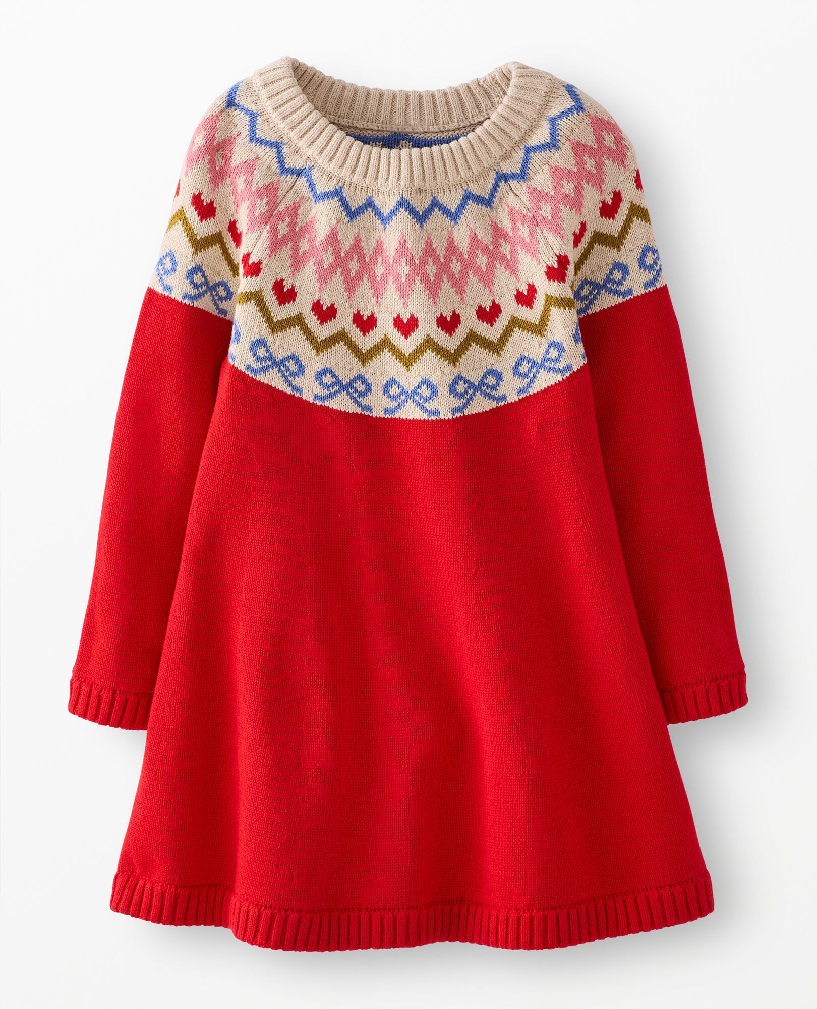 Holiday Sweater Dress in Heartfull Holidays on Red - main